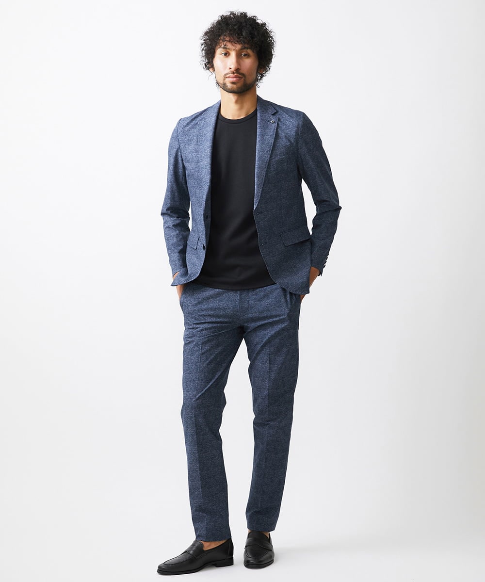 MNLJX10230 MICHEL KLEIN HOMME(ミッシェルクラン オム) メッシュプリントスラックスパンツ ブルー