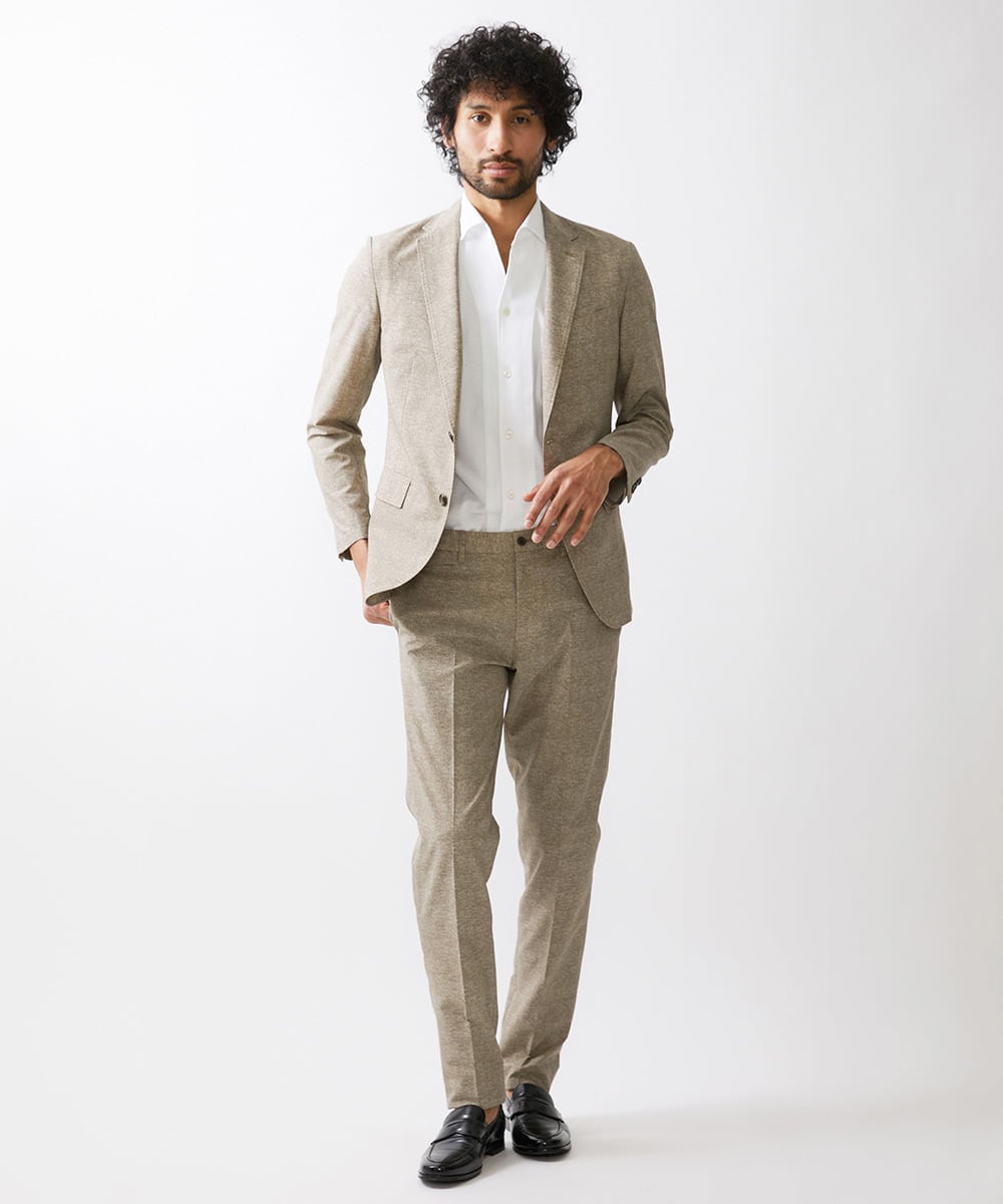 MNLJX10230 MICHEL KLEIN HOMME(ミッシェルクラン オム) メッシュプリントスラックスパンツ ベージュ