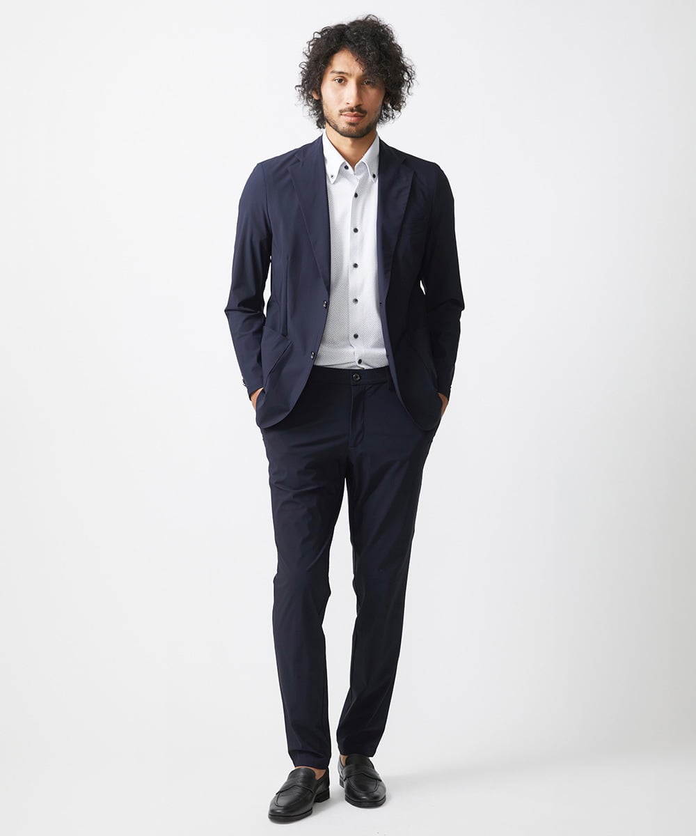 MNLJX31190 MICHEL KLEIN HOMME(ミッシェルクラン オム) ストレッチスラックスパンツ セットアップ ネイビー