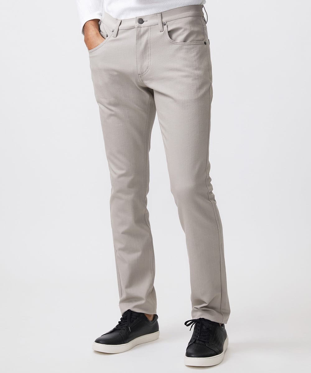 MNLTB50170 MICHEL KLEIN HOMME(ミッシェルクラン オム) プレビアシャンブレー5ポケットパンツ 撥水 ベージュ