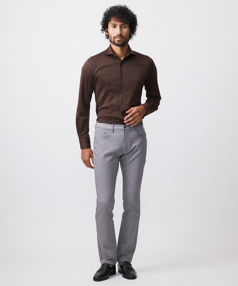 MNLTB50170 MICHEL KLEIN HOMME(ミッシェルクラン オム) プレビアシャンブレー5ポケットパンツ 撥水 グレー