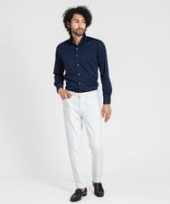 MNLTV51190 MICHEL KLEIN HOMME(ミッシェルクラン オム) ヘリンボンプレビアシャンブレースラックスパンツ 撥水 ホワイト