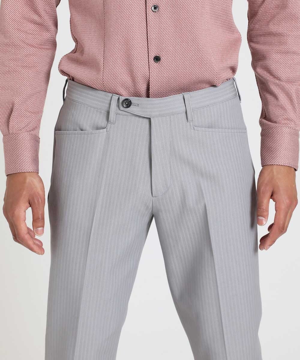 MNLTV51190 MICHEL KLEIN HOMME(ミッシェルクラン オム) ヘリンボンプレビアシャンブレースラックスパンツ 撥水 ライトグレー