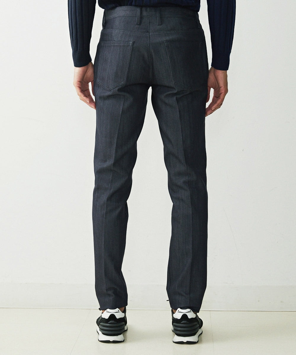 MNLTV55190 MICHEL KLEIN HOMME(ミッシェルクラン オム) プレビアシャンブレースラックスパンツ 撥水 ネイビー