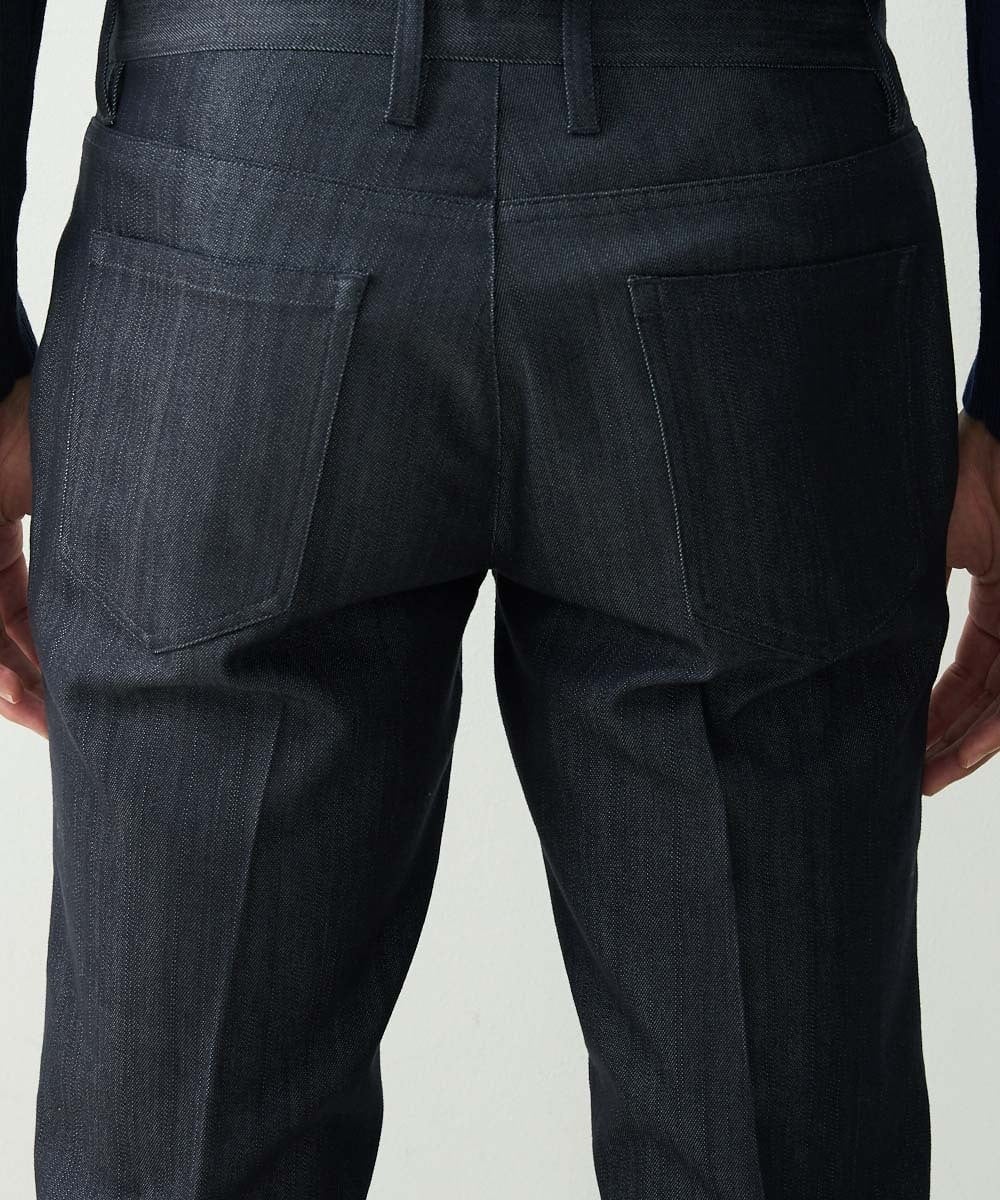 MNLTV55190 MICHEL KLEIN HOMME(ミッシェルクラン オム) プレビアシャンブレースラックスパンツ 撥水 ネイビー