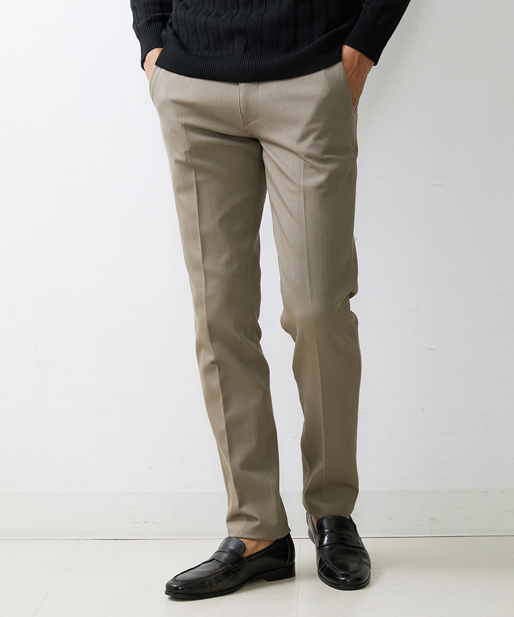 MNLTV55190 MICHEL KLEIN HOMME(ミッシェルクラン オム) プレビアシャンブレースラックスパンツ 撥水 ベージュ