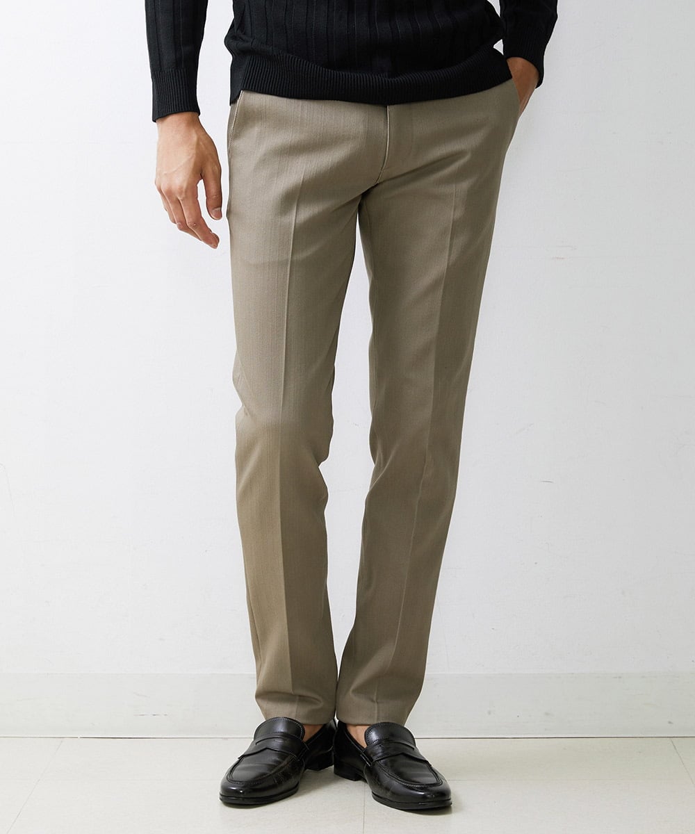 MNLTV55190 MICHEL KLEIN HOMME(ミッシェルクラン オム) プレビアシャンブレースラックスパンツ 撥水 ベージュ