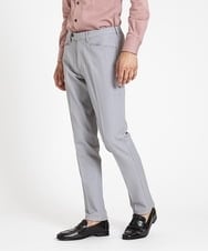 MNLTV61190 MICHEL KLEIN HOMME(ミッシェルクラン オム) ヘリンボンプレビアシャンブレースラックスパンツ 撥水 ライトグレー