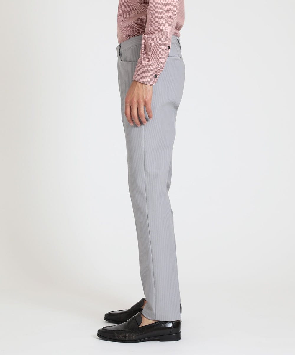 MNLTV61190 MICHEL KLEIN HOMME(ミッシェルクラン オム) ヘリンボンプレビアシャンブレースラックスパンツ 撥水 ライトグレー