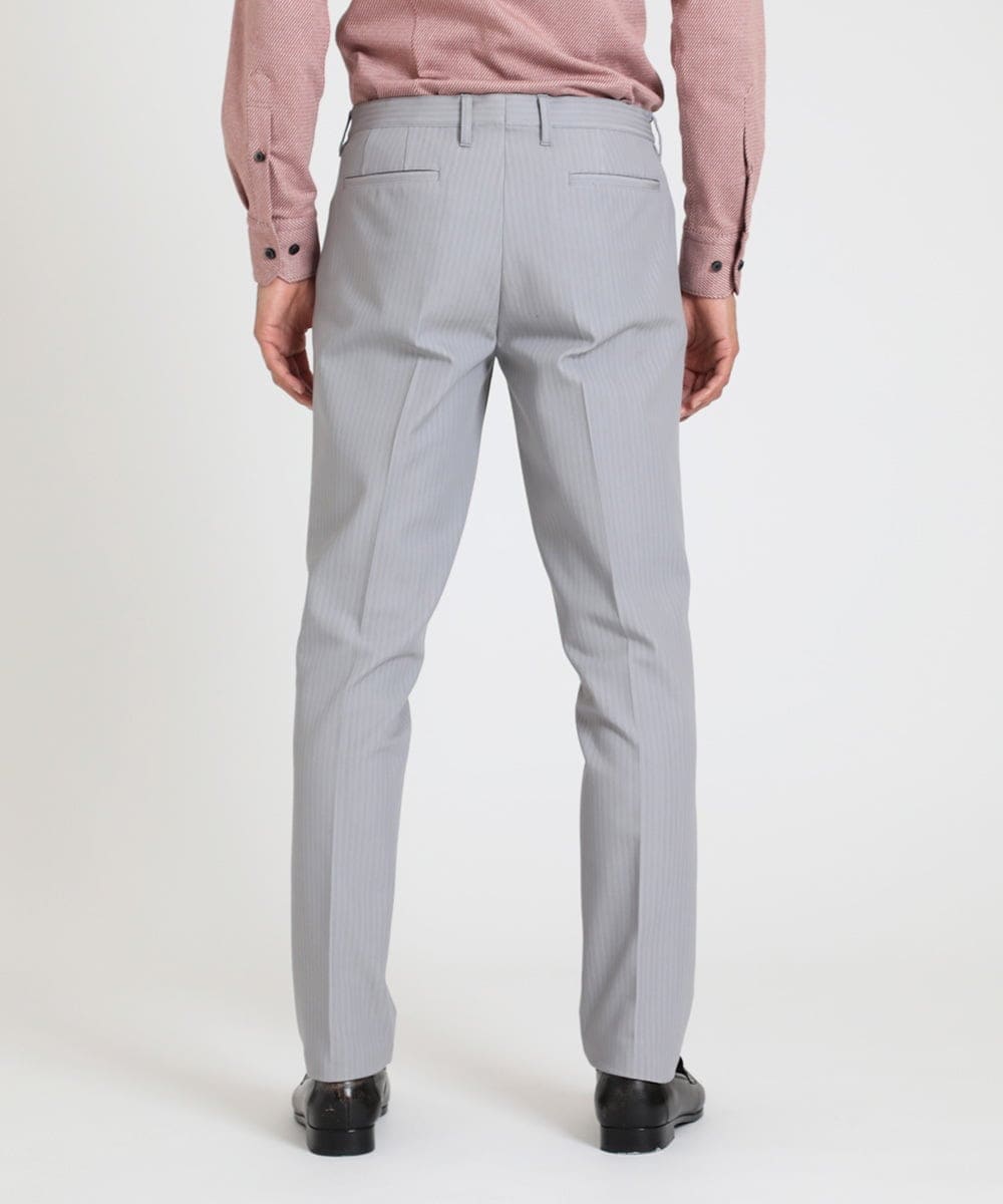 MNLTV61190 MICHEL KLEIN HOMME(ミッシェルクラン オム) ヘリンボンプレビアシャンブレースラックスパンツ 撥水 ライトグレー