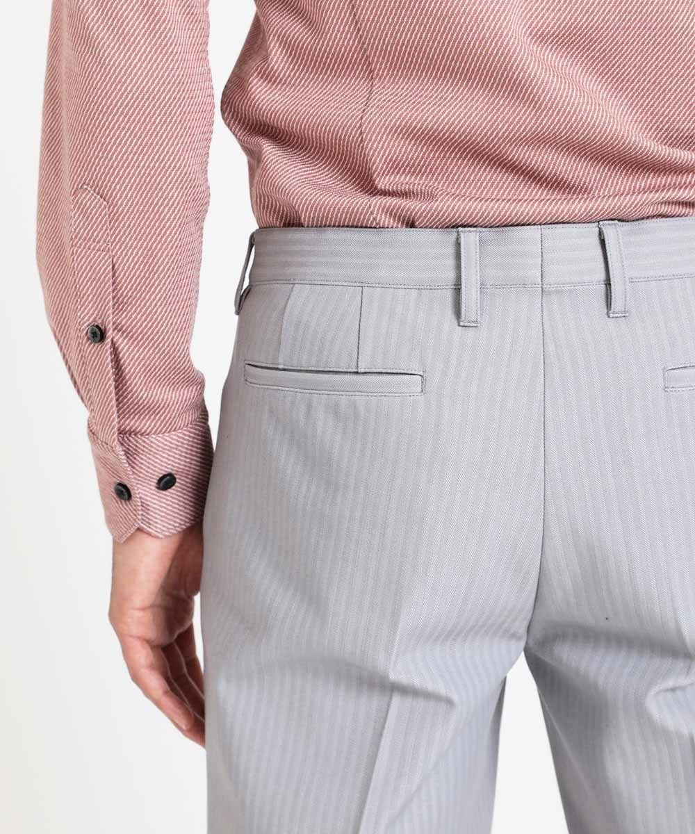 MNLTV61190 MICHEL KLEIN HOMME(ミッシェルクラン オム) ヘリンボンプレビアシャンブレースラックスパンツ 撥水 ライトグレー
