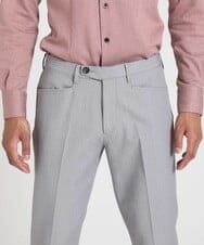 MNLTV61190 MICHEL KLEIN HOMME(ミッシェルクラン オム) ヘリンボンプレビアシャンブレースラックスパンツ 撥水 ライトグレー