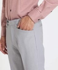 MNLTV61190 MICHEL KLEIN HOMME(ミッシェルクラン オム) ヘリンボンプレビアシャンブレースラックスパンツ 撥水 ライトグレー