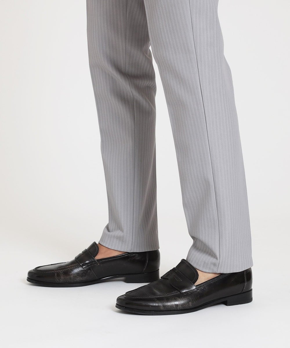 MNLTV61190 MICHEL KLEIN HOMME(ミッシェルクラン オム) ヘリンボンプレビアシャンブレースラックスパンツ 撥水 ライトグレー
