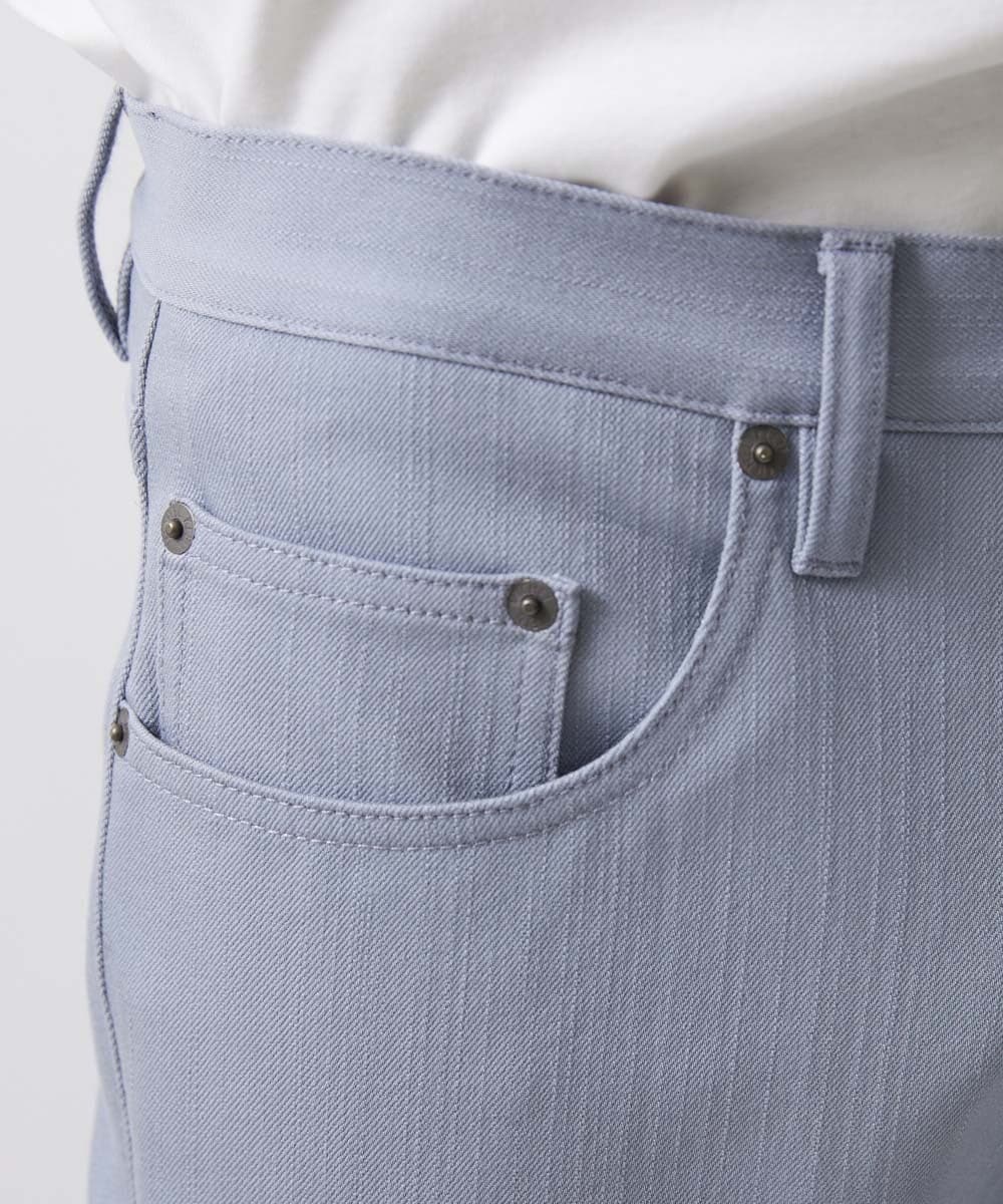 MNLTW50170 MICHEL KLEIN HOMME(ミッシェルクラン オム) プレビアシャンブレー5ポケットパンツ 撥水 ライトブルー