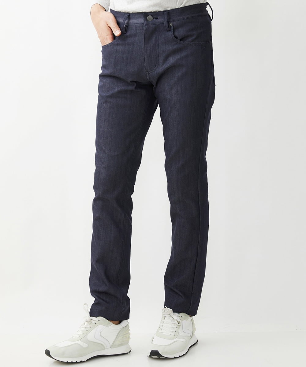 MNLTW50170 MICHEL KLEIN HOMME(ミッシェルクラン オム) プレビアシャンブレー5ポケットパンツ 撥水 ネイビー