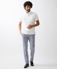 MNLTW55190 MICHEL KLEIN HOMME(ミッシェルクラン オム) プレビアシャンブレースラックスパンツ 撥水 ライトブルー