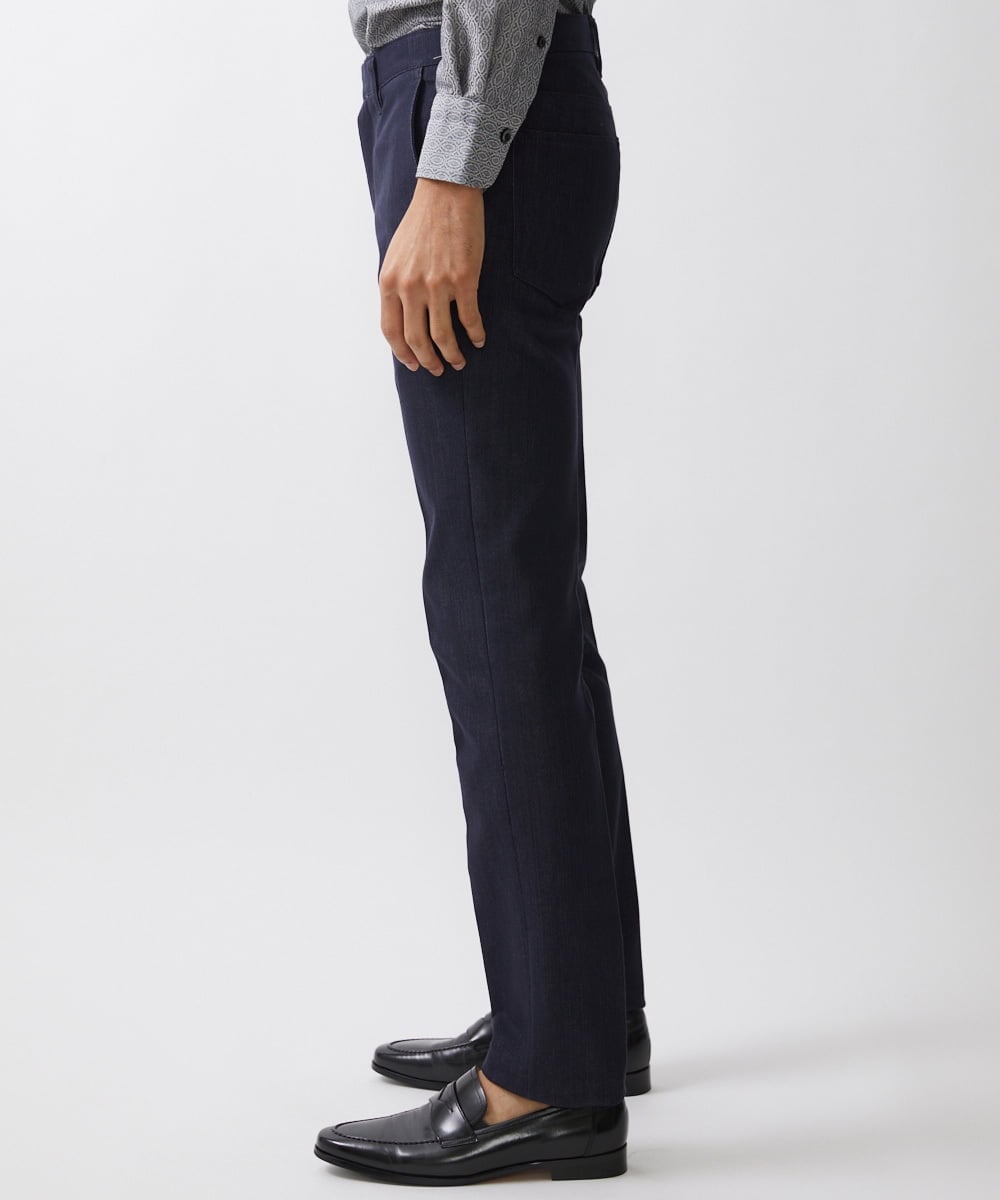 MNLTW55190 MICHEL KLEIN HOMME(ミッシェルクラン オム) プレビアシャンブレースラックスパンツ 撥水 ネイビー