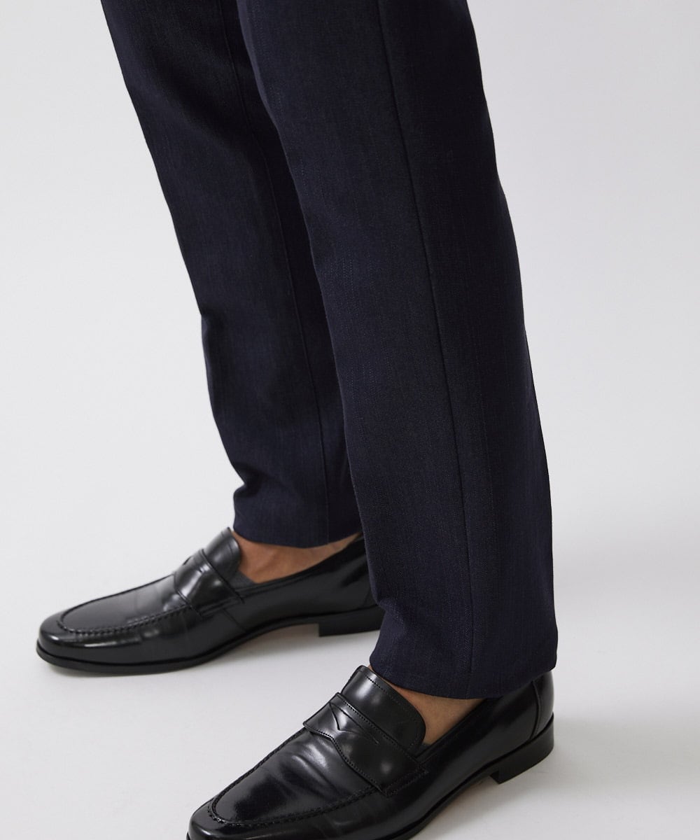 MNLTW55190 MICHEL KLEIN HOMME(ミッシェルクラン オム) プレビアシャンブレースラックスパンツ 撥水 ネイビー