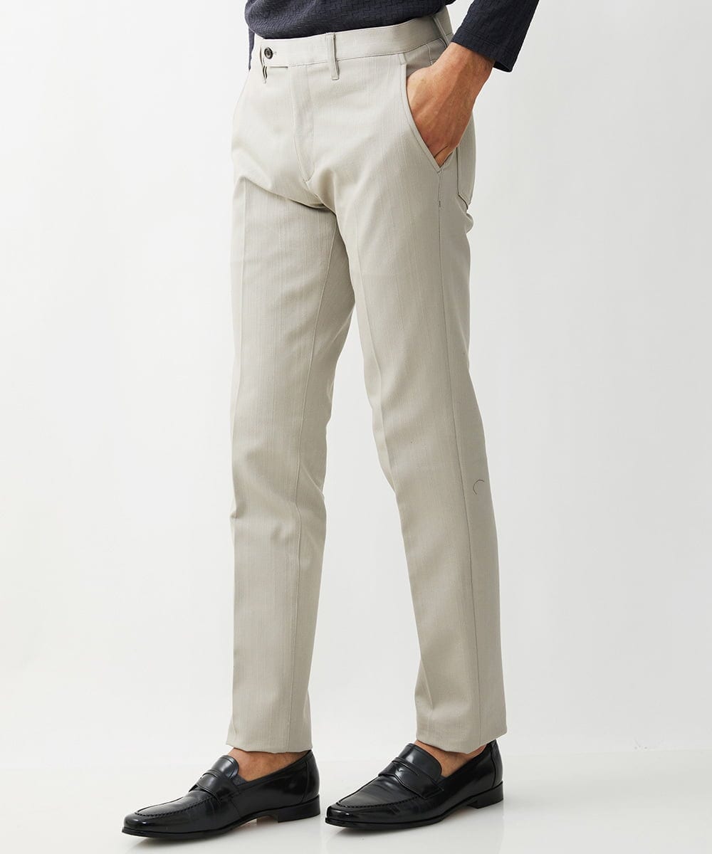 MNLTW55190 MICHEL KLEIN HOMME(ミッシェルクラン オム) プレビアシャンブレースラックスパンツ 撥水 ベージュ