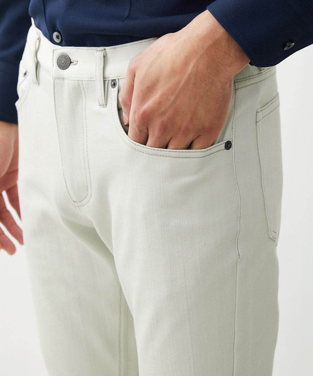MNLTX50170 MICHEL KLEIN HOMME(ミッシェルクラン オム) プレビアシャンブレー5ポケットパンツ 撥水 ベージュ
