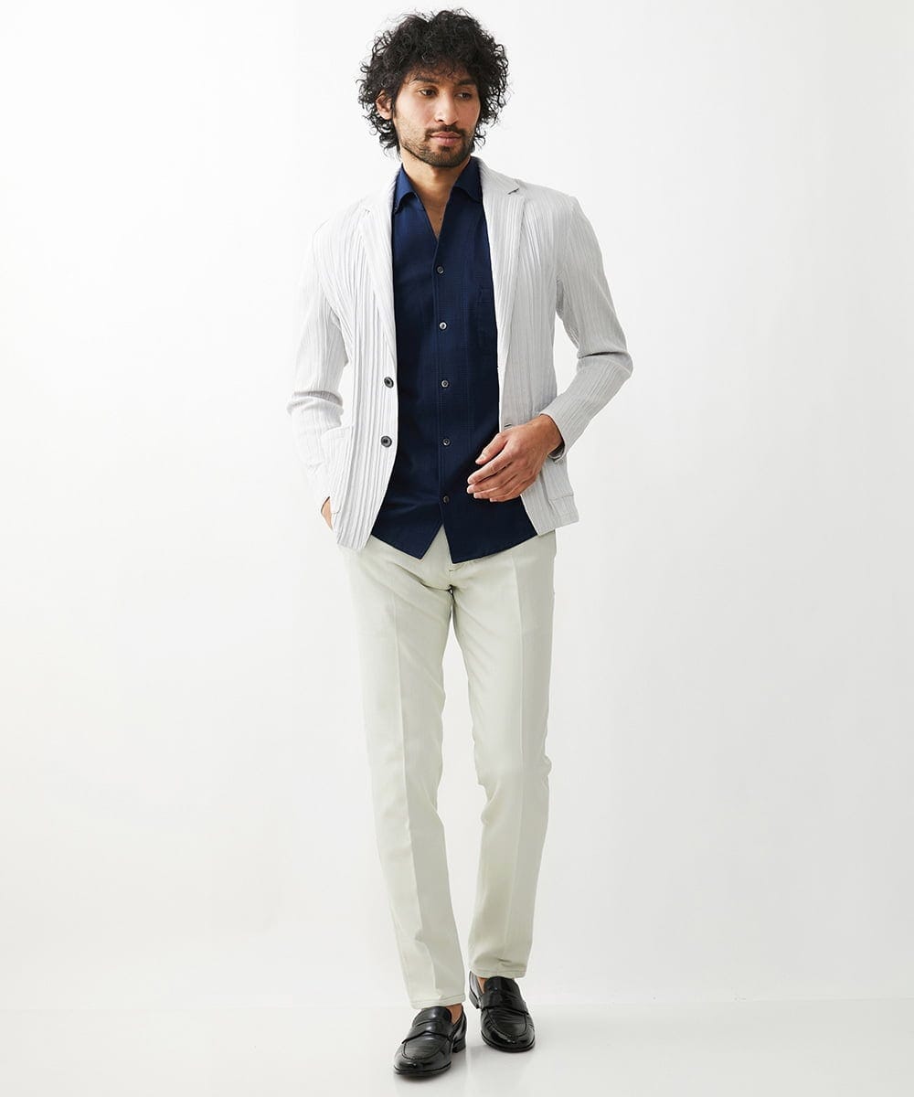 MNLTX55190 MICHEL KLEIN HOMME(ミッシェルクラン オム) プレビアシャンブレースラックスパンツ 撥水 ベージュ
