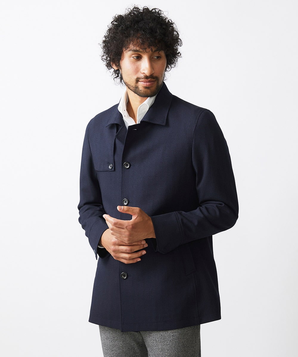 MNUAA01530 MICHEL KLEIN HOMME(ミッシェルクラン オム) ウール調スタンドカラーショートコート ネイビー