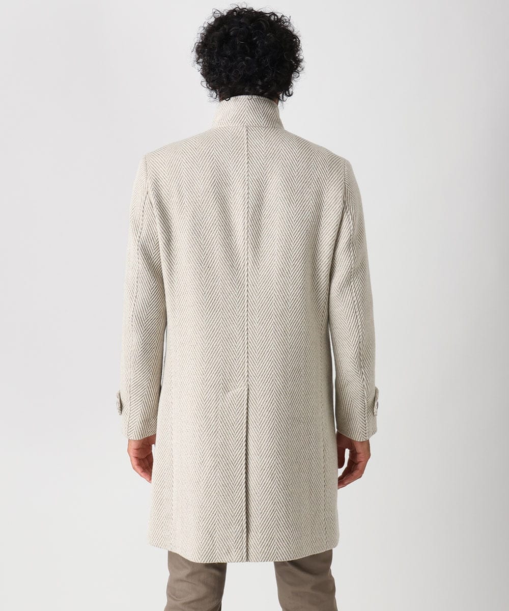 MNUAA13690 MICHEL KLEIN HOMME(ミッシェルクラン オム) へリンボン柄ウールコート ベージュ