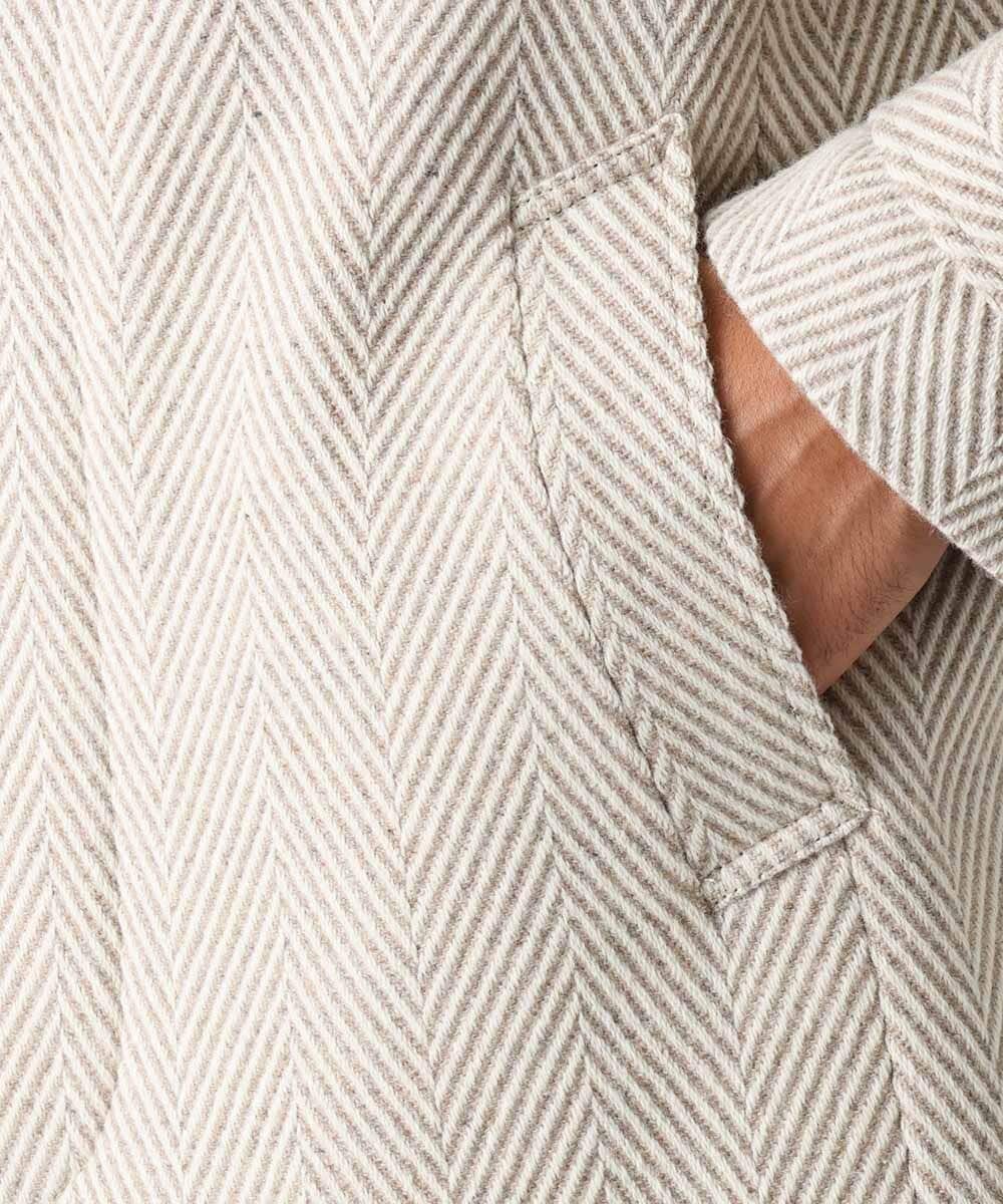 MNUAA13690 MICHEL KLEIN HOMME(ミッシェルクラン オム) へリンボン柄ウールコート ベージュ