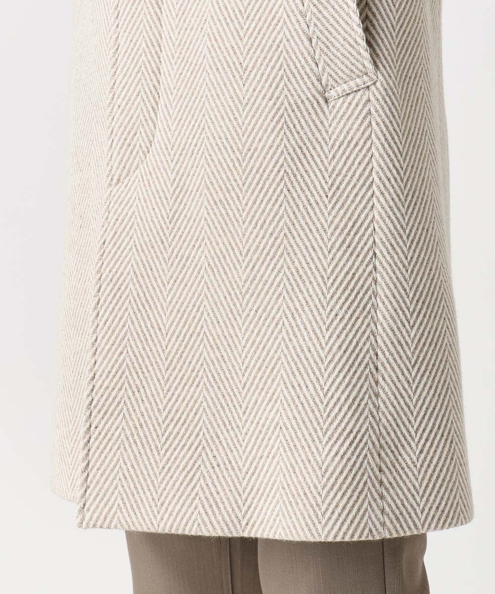 MNUAA13690 MICHEL KLEIN HOMME(ミッシェルクラン オム) へリンボン柄ウールコート ベージュ