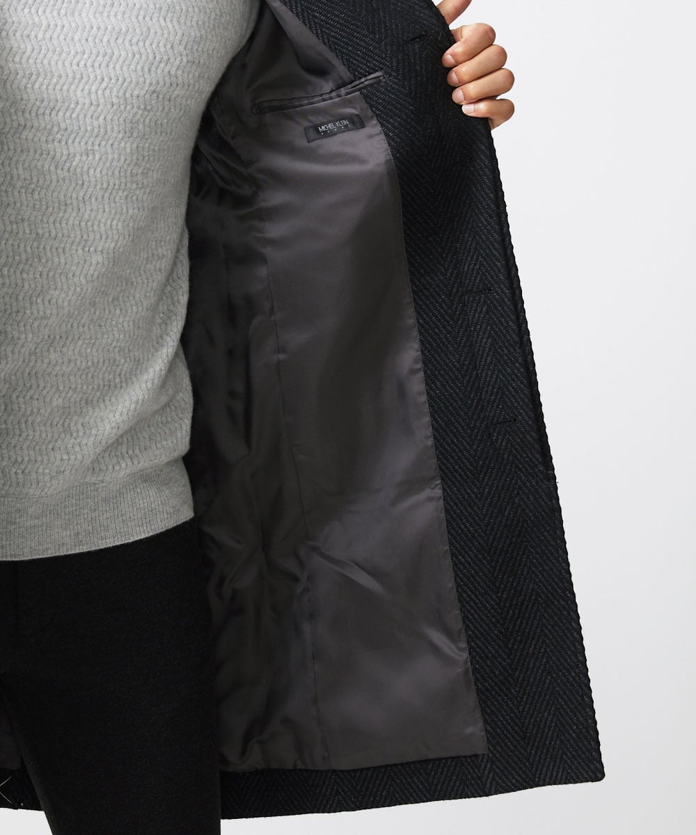 MNUAA13690 MICHEL KLEIN HOMME(ミッシェルクラン オム) へリンボン柄ウールコート ブラック