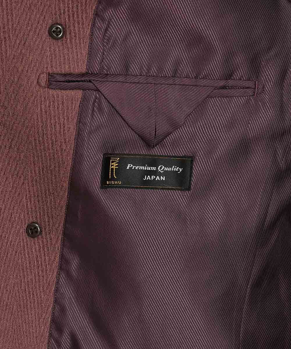 MNUAS36790 MICHEL KLEIN HOMME(ミッシェルクラン オム) ヘリンボンロング丈コート パープル