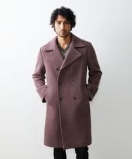 MNUAS36790 MICHEL KLEIN HOMME(ミッシェルクラン オム) ヘリンボンロング丈コート パープル