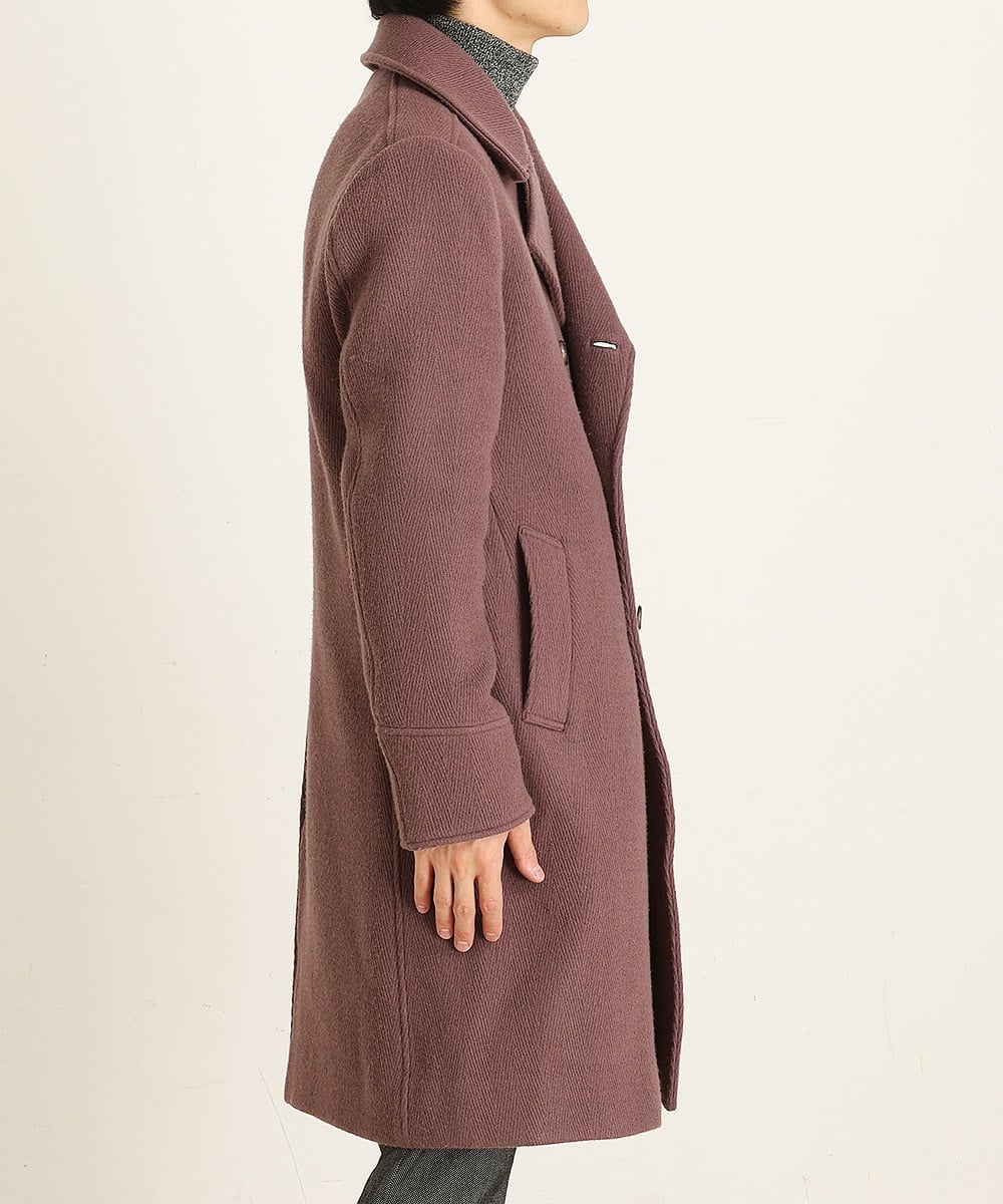 MNUAS36790 MICHEL KLEIN HOMME(ミッシェルクラン オム) ヘリンボンロング丈コート パープル