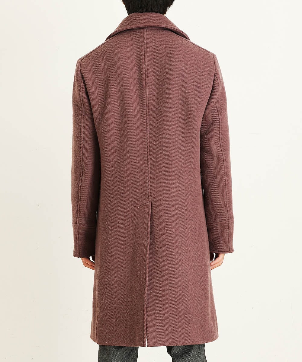 MNUAS36790 MICHEL KLEIN HOMME(ミッシェルクラン オム) ヘリンボンロング丈コート パープル