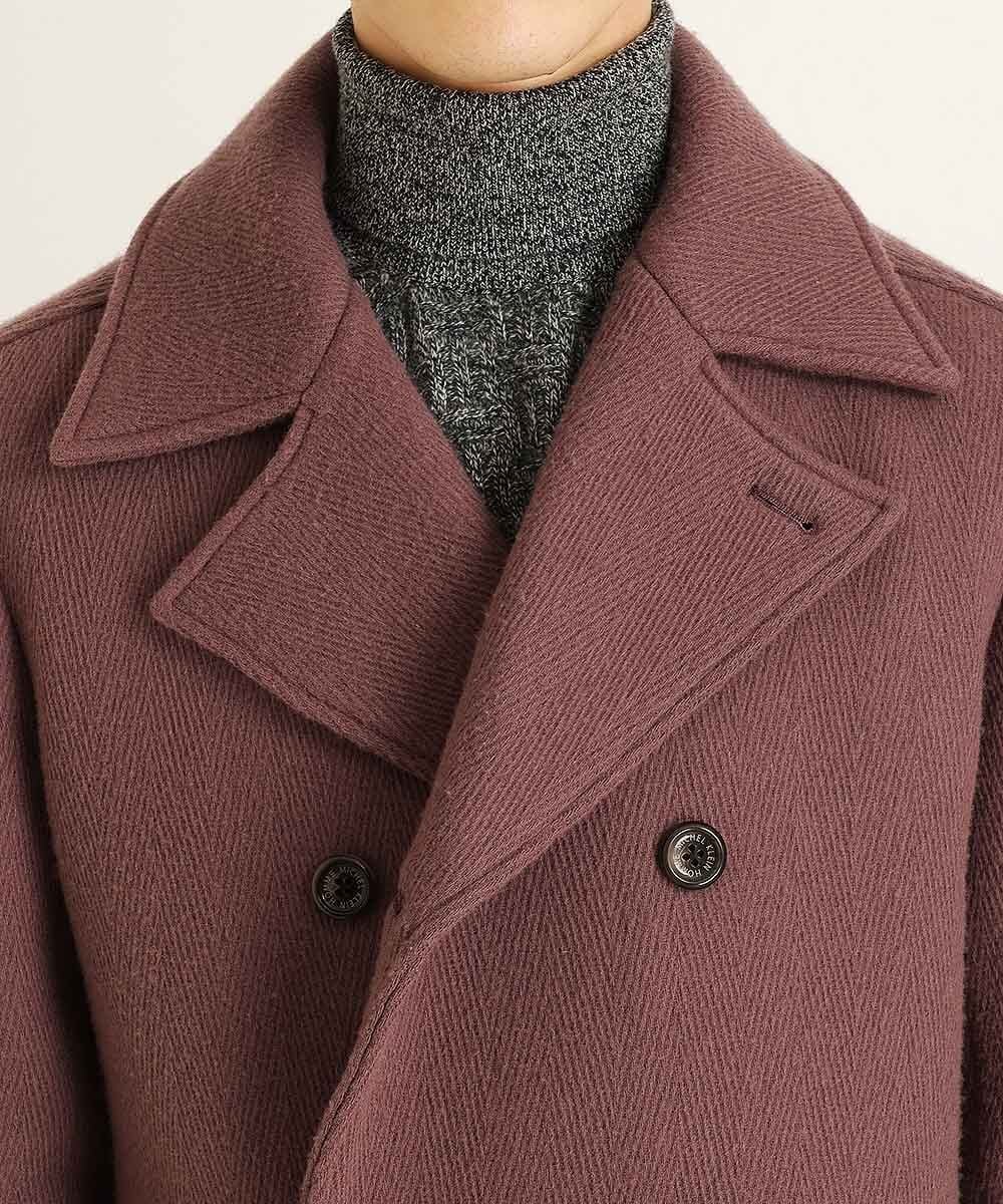 MNUAS36790 MICHEL KLEIN HOMME(ミッシェルクラン オム) ヘリンボンロング丈コート パープル