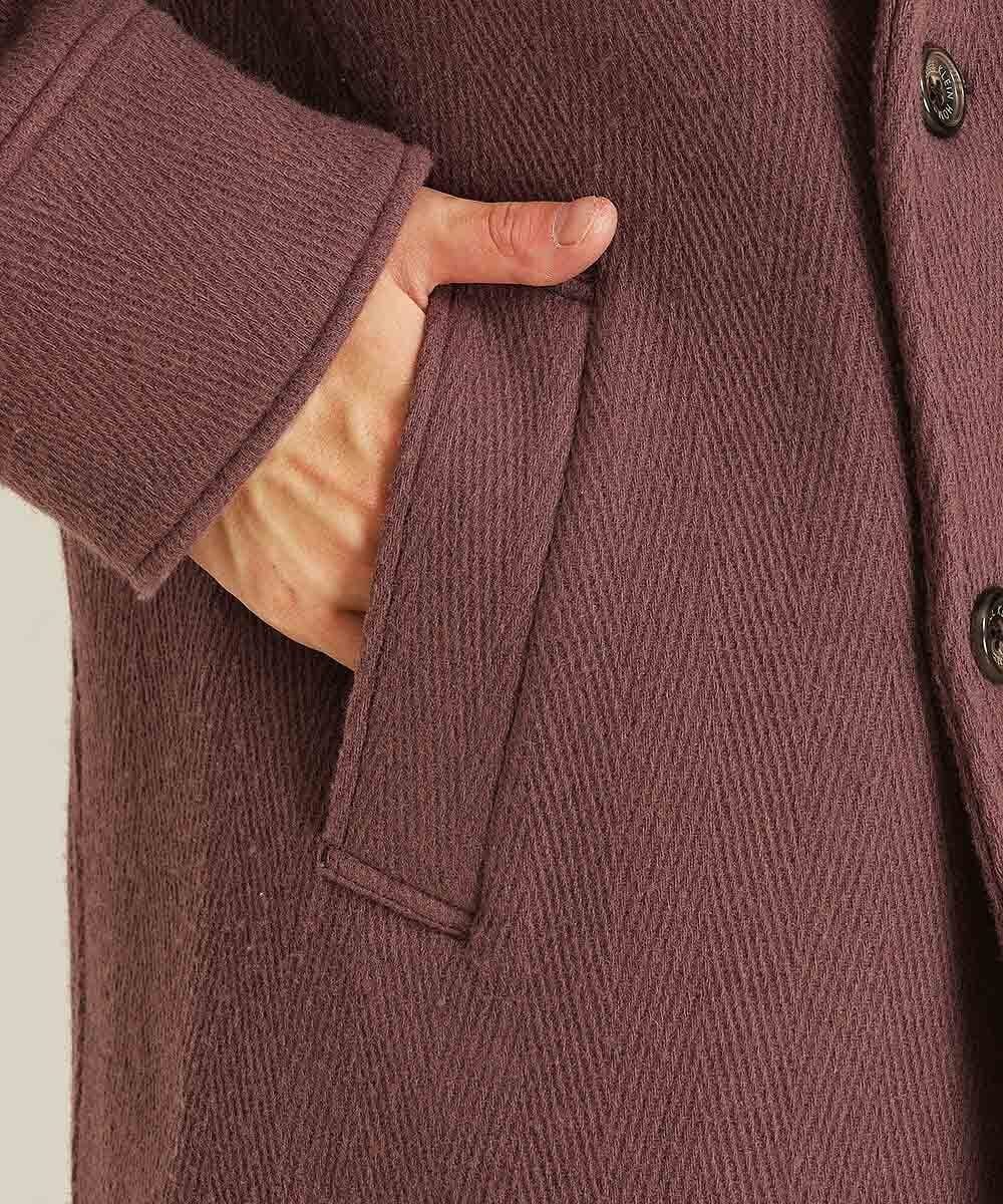 MNUAS36790 MICHEL KLEIN HOMME(ミッシェルクラン オム) ヘリンボンロング丈コート パープル