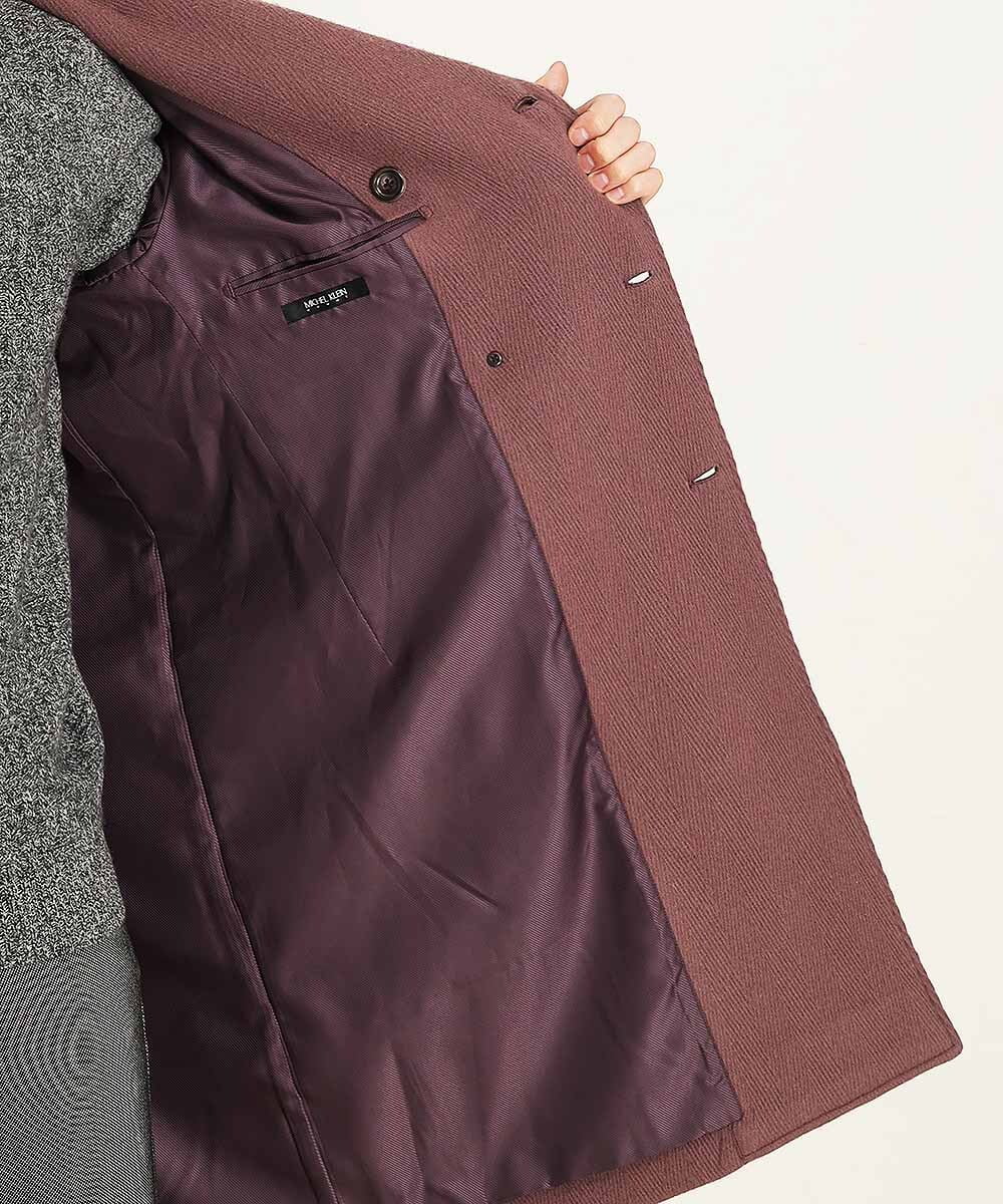 MNUAS36790 MICHEL KLEIN HOMME(ミッシェルクラン オム) ヘリンボンロング丈コート パープル