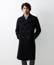 MNUAS36790 MICHEL KLEIN HOMME(ミッシェルクラン オム) ヘリンボンロング丈コート ブラック