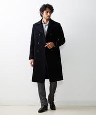 MNUAS36790 MICHEL KLEIN HOMME(ミッシェルクラン オム) ヘリンボンロング丈コート ブラック