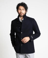 MNUAV11590 MICHEL KLEIN HOMME(ミッシェルクラン オム) スタンドカラーハーフコート ネイビー(57)