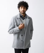 MNUAV11590 MICHEL KLEIN HOMME(ミッシェルクラン オム) スタンドカラーハーフコート グレー
