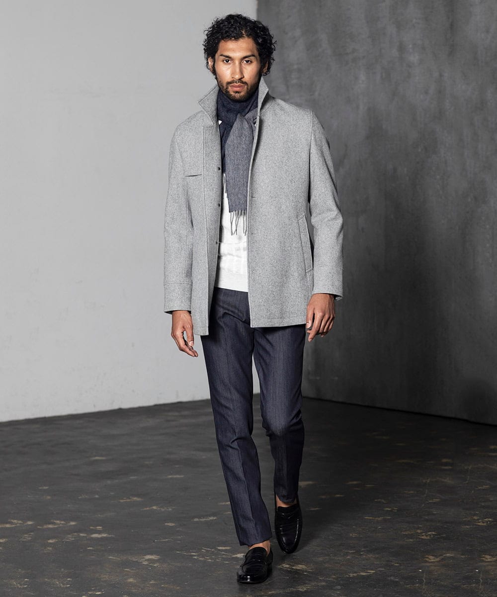 MNUAV11590 MICHEL KLEIN HOMME(ミッシェルクラン オム) スタンドカラーハーフコート グレー(92)