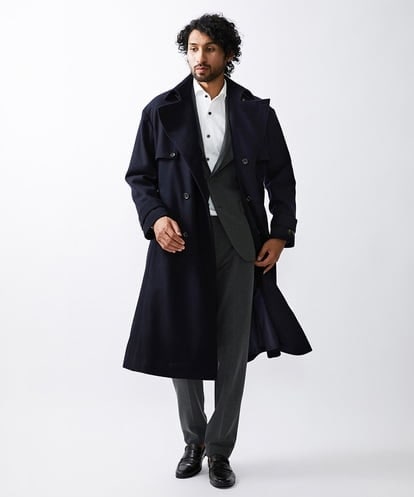 MNUAV12790 MICHEL KLEIN HOMME ウールダブルブレストマキシコート