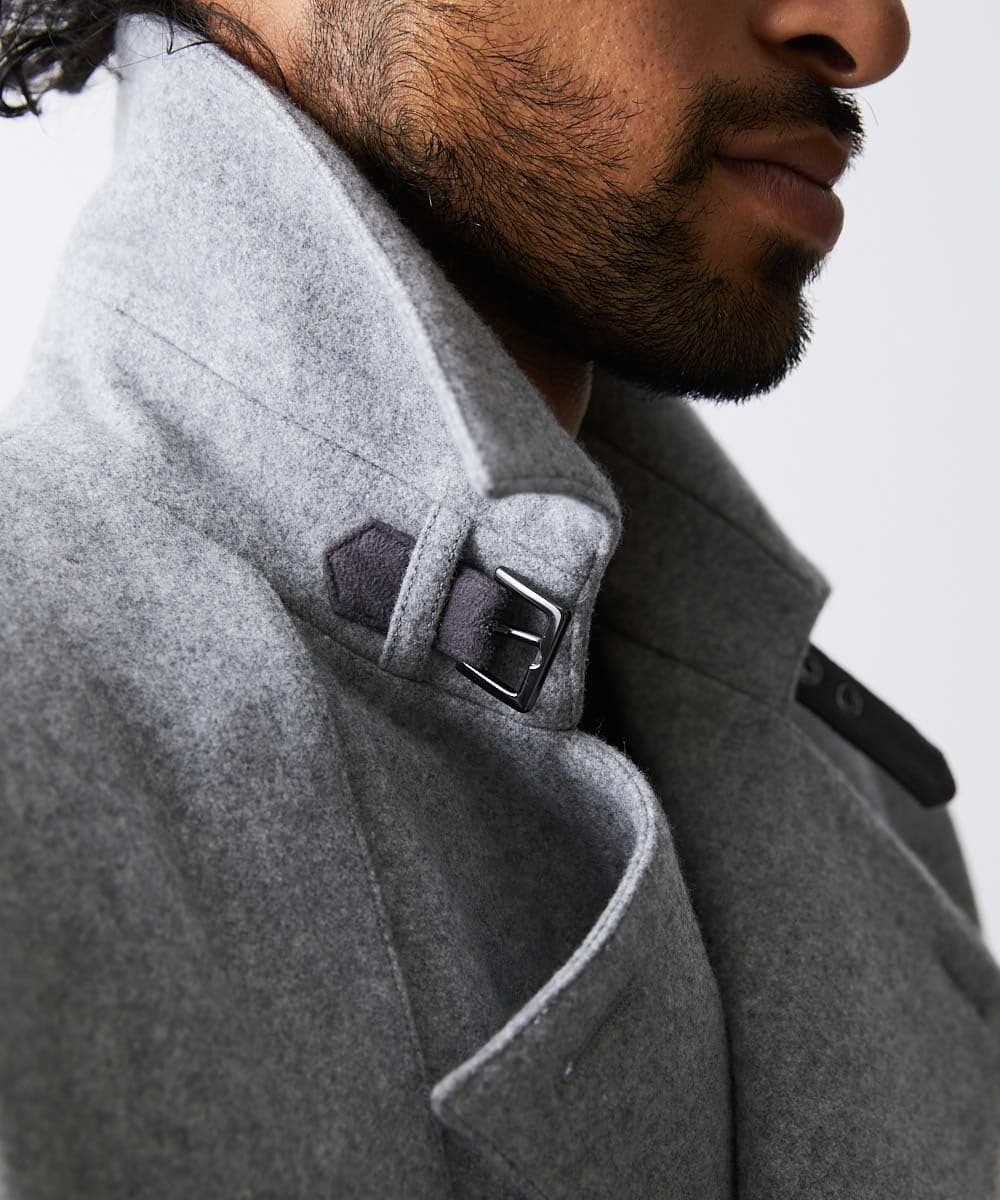 MNUAV12790 MICHEL KLEIN HOMME(ミッシェルクラン オム) ウールダブルブレストマキシコート グレー