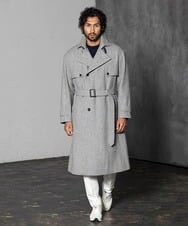 MNUAV12790 MICHEL KLEIN HOMME(ミッシェルクラン オム) ウールダブルブレストマキシコート グレー(92)