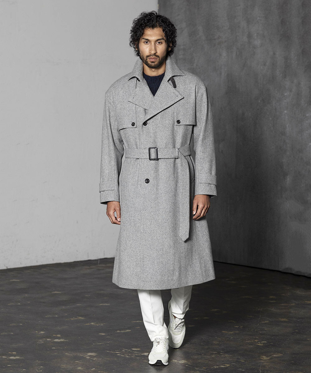 MNUAV12790 MICHEL KLEIN HOMME(ミッシェルクラン オム) ウールダブルブレストマキシコート グレー(92)