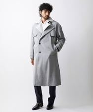 MNUAV12790 MICHEL KLEIN HOMME(ミッシェルクラン オム) ウールダブルブレストマキシコート グレー