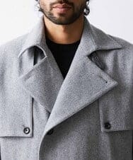 MNUAV12790 MICHEL KLEIN HOMME(ミッシェルクラン オム) ウールダブルブレストマキシコート グレー