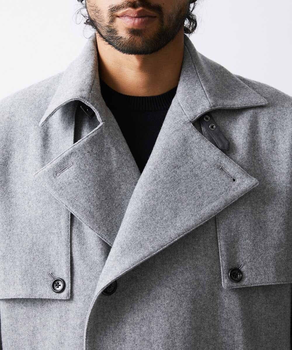 MNUAV12790 MICHEL KLEIN HOMME(ミッシェルクラン オム) ウールダブルブレストマキシコート グレー